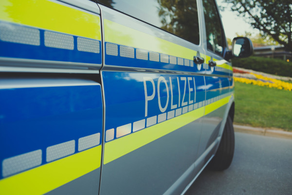 A close-up of a German police car.